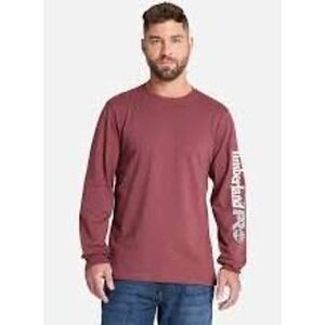 NWT Timberland PRO Men Base Plate Blended Lg Sleeve Shirt Maroon Logo 2XL